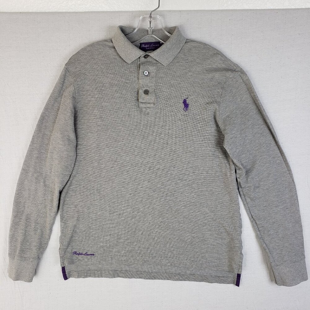 Ralph Lauren Purple Label Polo Shirt Long Sleeve Pony Gray size M Italy Preppy